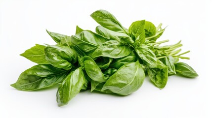 A bunch of fresh basil leaves, commonly used in cooking and garnishing.
