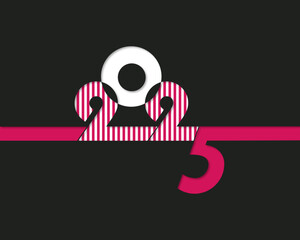 2025 logo vector design, new year pink, white and black background	