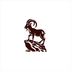 Stand goat on rock logo design inspiration