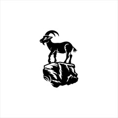 Stand goat on rock logo design inspiration