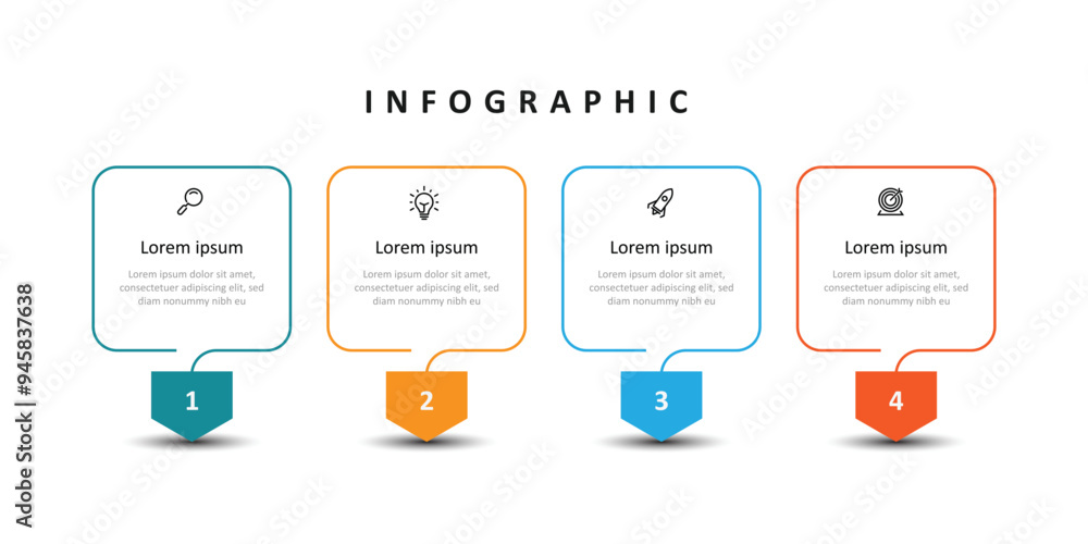 Poster Design table process infographic template vector with icons and 4 step concept 