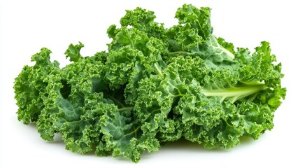 Obraz premium A bunch of fresh kale leaves, vibrant green and curly, ideal for salads and healthy dishes.