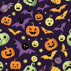 Cute Halloween pattern seamless for background AI generated
