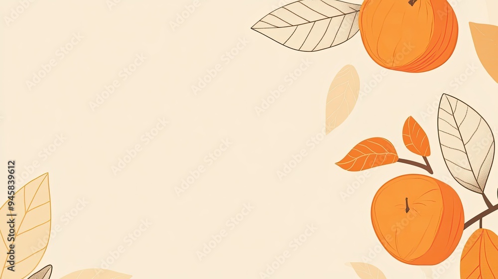 Poster crisp minimalist background with an orange and leaf motif, perfect for adding text or logo for a cle