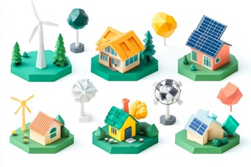 Fototapeta premium Stylized Miniature World Rendering of Sustainable Energy Production