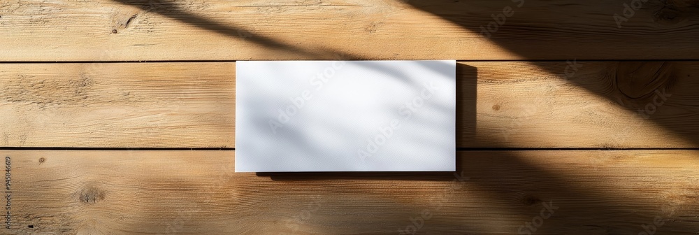 Poster a blank clipboard resting on a wooden table, bathed in soft sunlight filtering through a window. the
