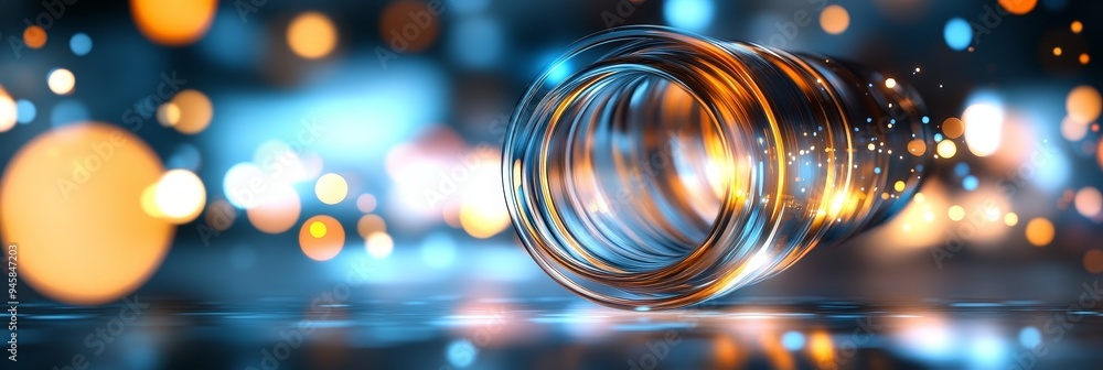 Poster a captivating abstract image featuring a glowing glass cylinder set against a vibrant backdrop of co
