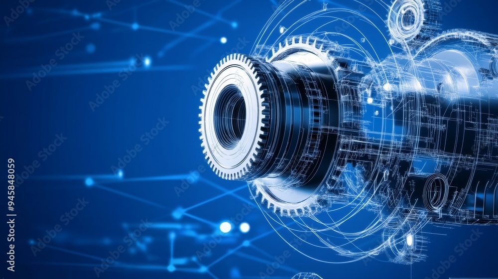 Aufkleber a close-up of a complex mechanical blueprint with gears and cogs, symbolizing innovation, precision,