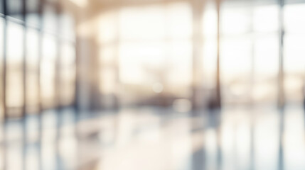 A spacious, bright modern office setting illuminated by natural sunlight, featuring clean lines and an open, inviting atmosphere.