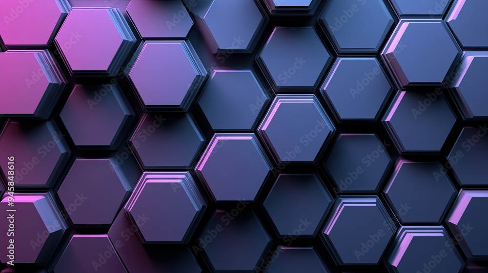 Poster futuristic hexagon pattern, digitally abstract, creating a clean, modern background.