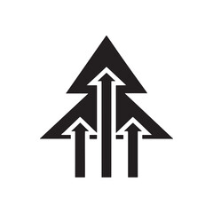 growth icon logo vector, Arrow curve, Direction sign, Three arrows, Competition Icon Stock Vector, black web icon vector illustration.