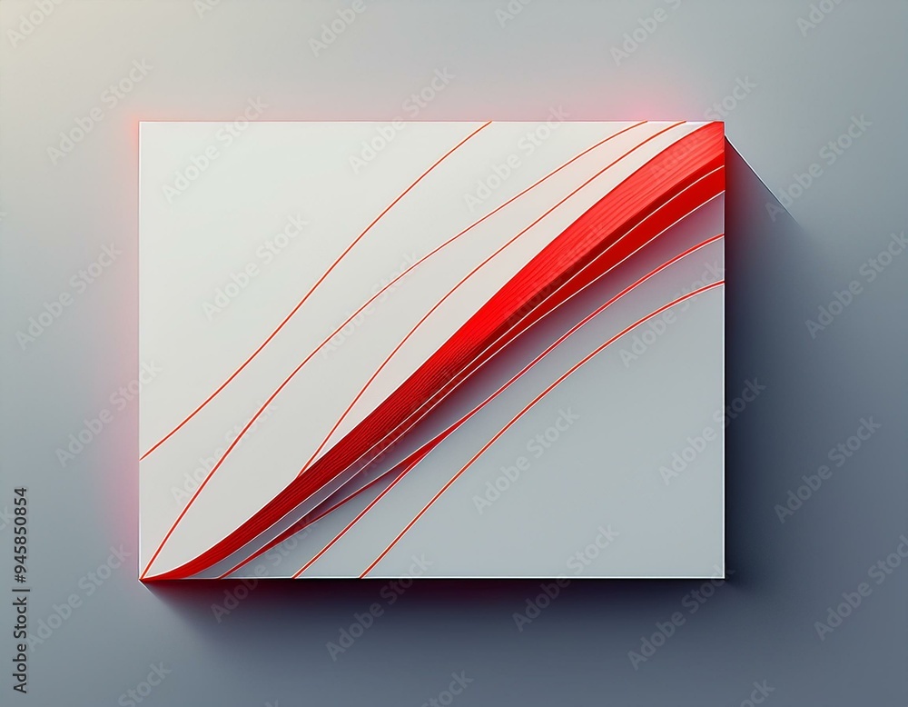 Aufkleber a white square shape with a red thin line generative ai