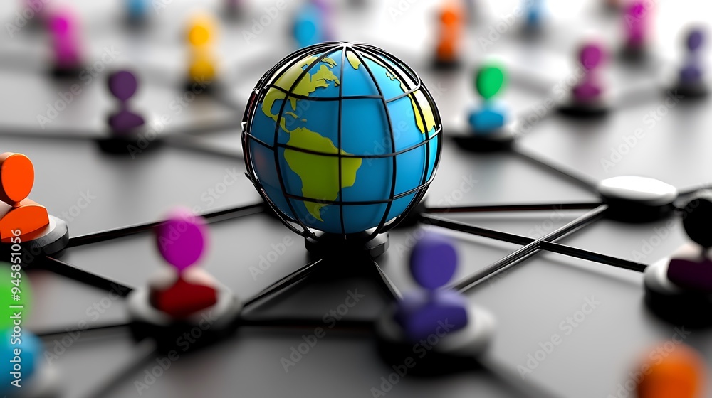 Aufkleber global network connections visualized on a digital world map for modern communication