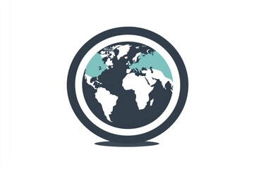 Fototapeta premium Simple Globe Icon with World Map