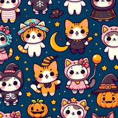 Cute Halloween pattern seamless for background AI generated