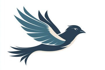 Fototapeta premium Blue and Gray Stylized Bird in Flight