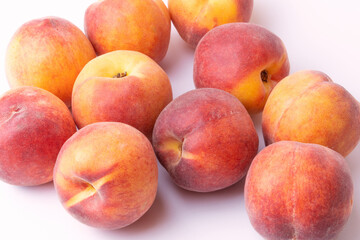 Peaches close-up on a white background.