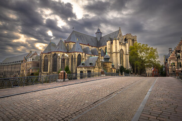 Obraz premium Ghent - November 5th 2022: The Medieval old Town of Ghent, Belgium
