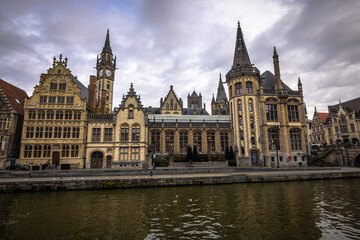 Fototapeta premium Ghent - November 5th 2022: The Medieval old Town of Ghent, Belgium