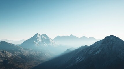 Majestic mountain landscape with a clear sky, evoking awe and tranquility.
