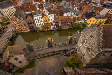 Ghent - November 5th 2022: The Medieval old Town of Ghent, Belgium