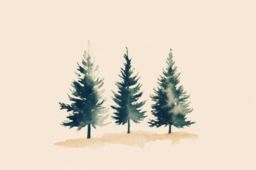 Naklejka premium Watercolor drawing of pine trees in the forest, illustration for your design