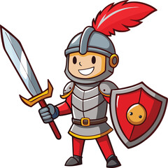 Hand drawn knight cartoon illustration