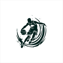 Basketball tournament logo. Silhouette of basketball player