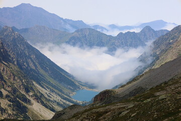 Point of entry of the Gave des Oulettes de Gaube to the Lac de Gaube. This lake is one of the most popular treks and attractions in the French Pyrenees, near Pont d'Espagne