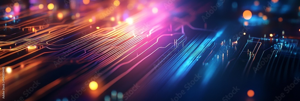 Aufkleber this image showcases a futuristic technology design with a network of circuitry, glowing with vibran