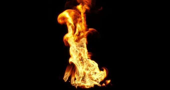 Flames fire rising glow isolated on black backgrounds rendering