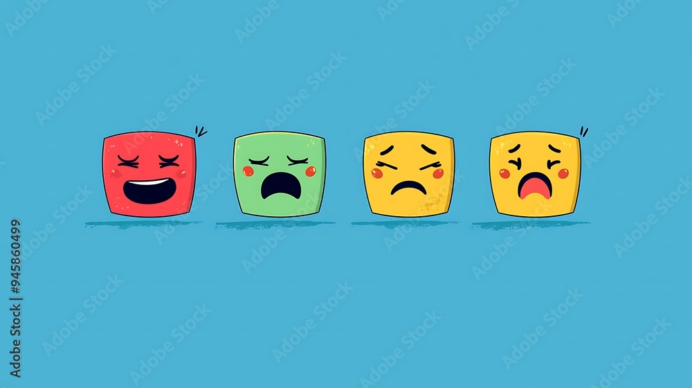 Poster a collection of colorful emojis displaying different facial expressions.
