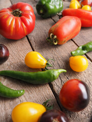 Variations of tomatoes and peppers