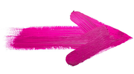 Vibrant pink brush stroke arrow pointing right on a transparent background