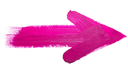 Vibrant pink brush stroke arrow pointing right on a transparent background