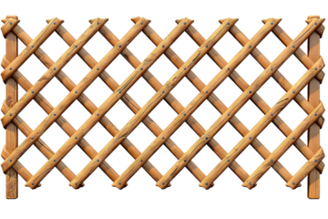 Interwoven Wood Fence with Nautical Rope Accents Realistic 3D Render, Transparent Background