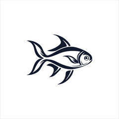 Fish icon black silhouette. Fisheries logo symbol
