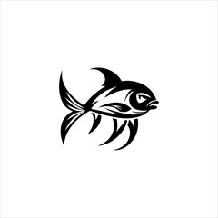 Fish icon black silhouette. Fisheries logo symbol