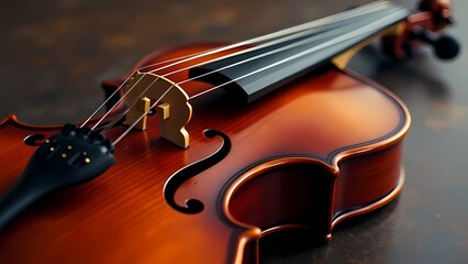 Fototapeta premium Polished Violin in Rich Dark Wood with Fine Curves and Glossy Finish Isolated Instrument