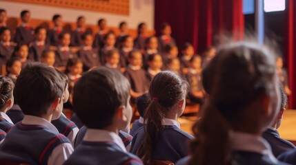 Children sitting at a school concert