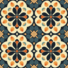 Seamless Vintage Floral Medallion Pattern Decorative Flower Design Background