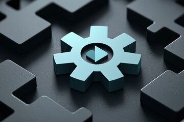 Play Button Gear in a Mechanical Puzzle