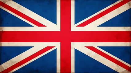 A vintage-style illustration of the British flag, showcasing its iconic red, white, and blue colors. Perfect for representing UK culture, heritage, and patriotism in various creative projects.