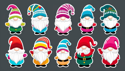 Stickers cute gnome winter