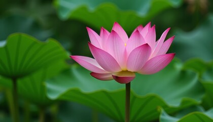 Obraz premium Elegance in bloom A single pink lotus flower in full bloom