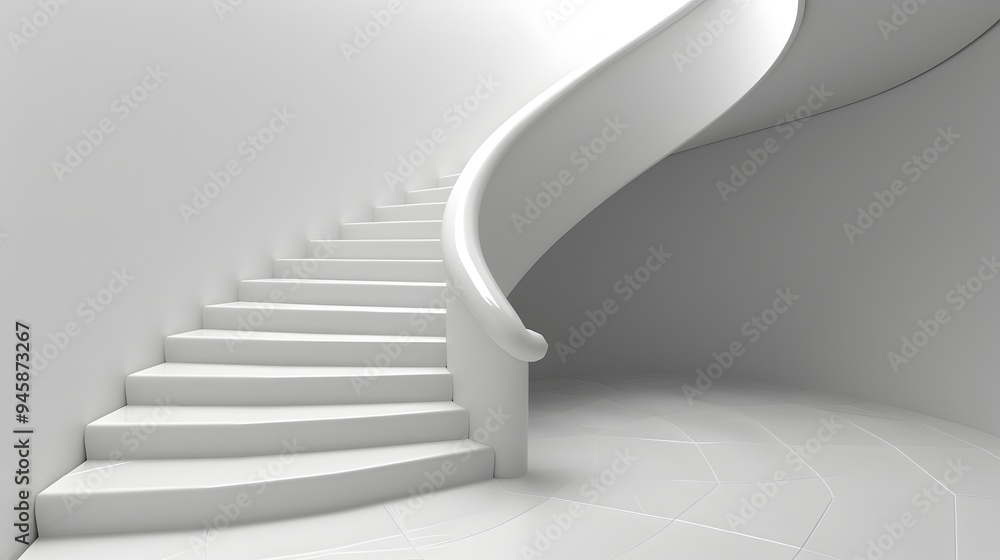 Poster staircase with growth chart depicting incremental progress and development to success in business