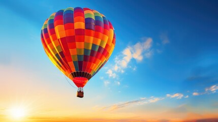 Obraz premium A vibrant hot air balloon in flight, 