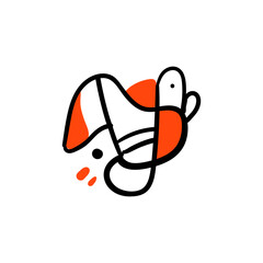 hand drawn red doodle shapes and objects. Abstract modern contemporary trendy vector illustration.