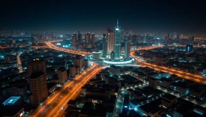 Obraz premium Bright City Lights at Night