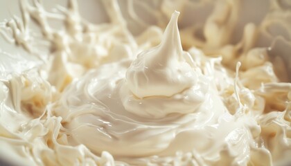 Mixer whipping cream in a bowl, with a focus on motion and texture